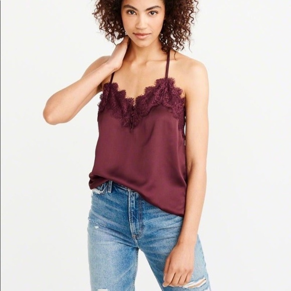 Abercrombie and Fitch Lace Trim Satin Cami